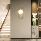 Mid Century Wall Sconce - Modern Gold Finish with White Globe Shades 4