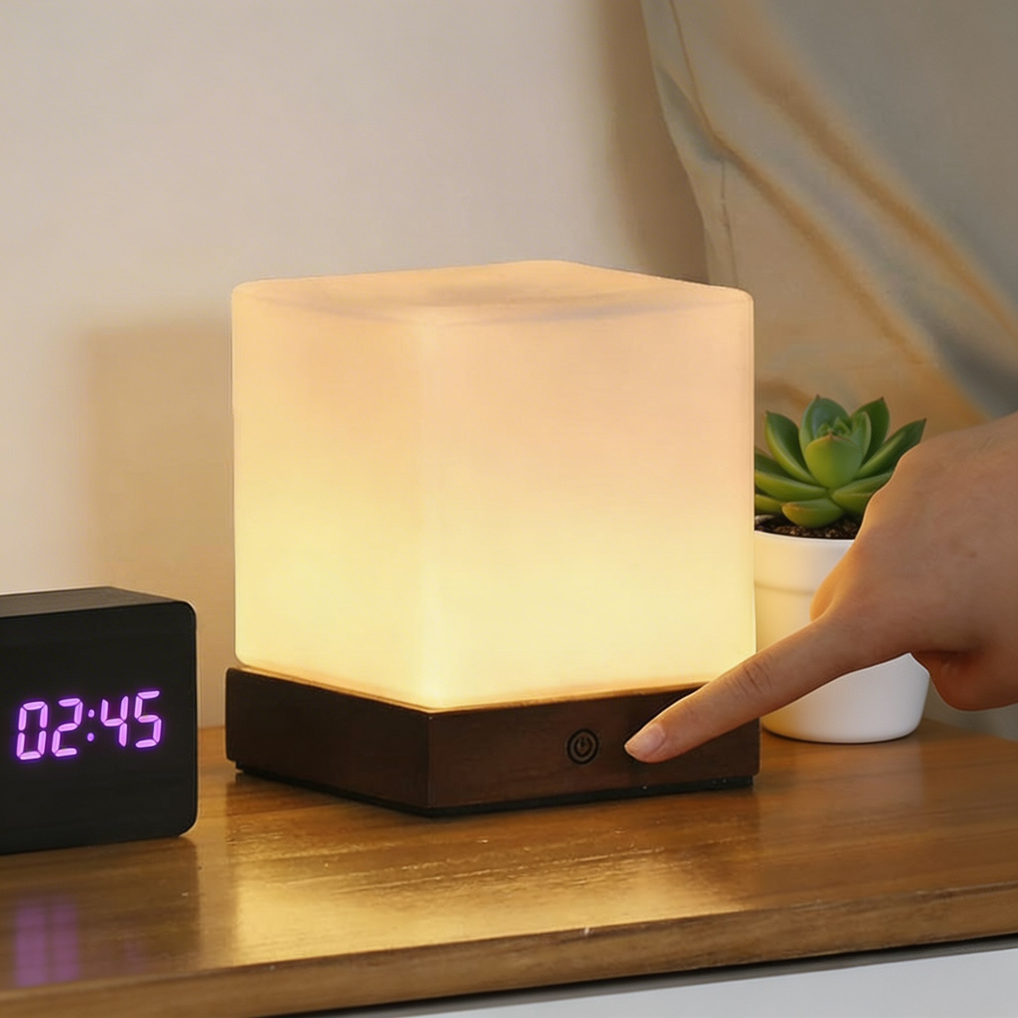 Mini Cube Table Lamp - Cordless Touch Control & Warm LED Light 2