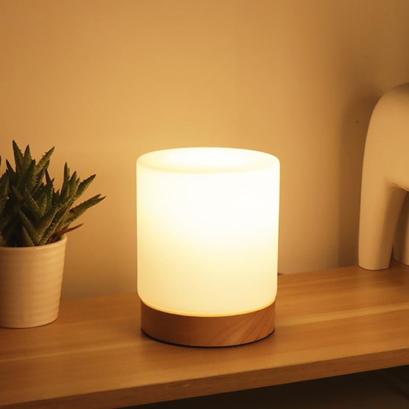 Mini Glass Table Lamp - Touch-Open, 360° Illumination for Nightstands 6
