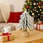 Mini Snowy Christmas Tree - Compact 18cm Tabletop Winter Decor 0