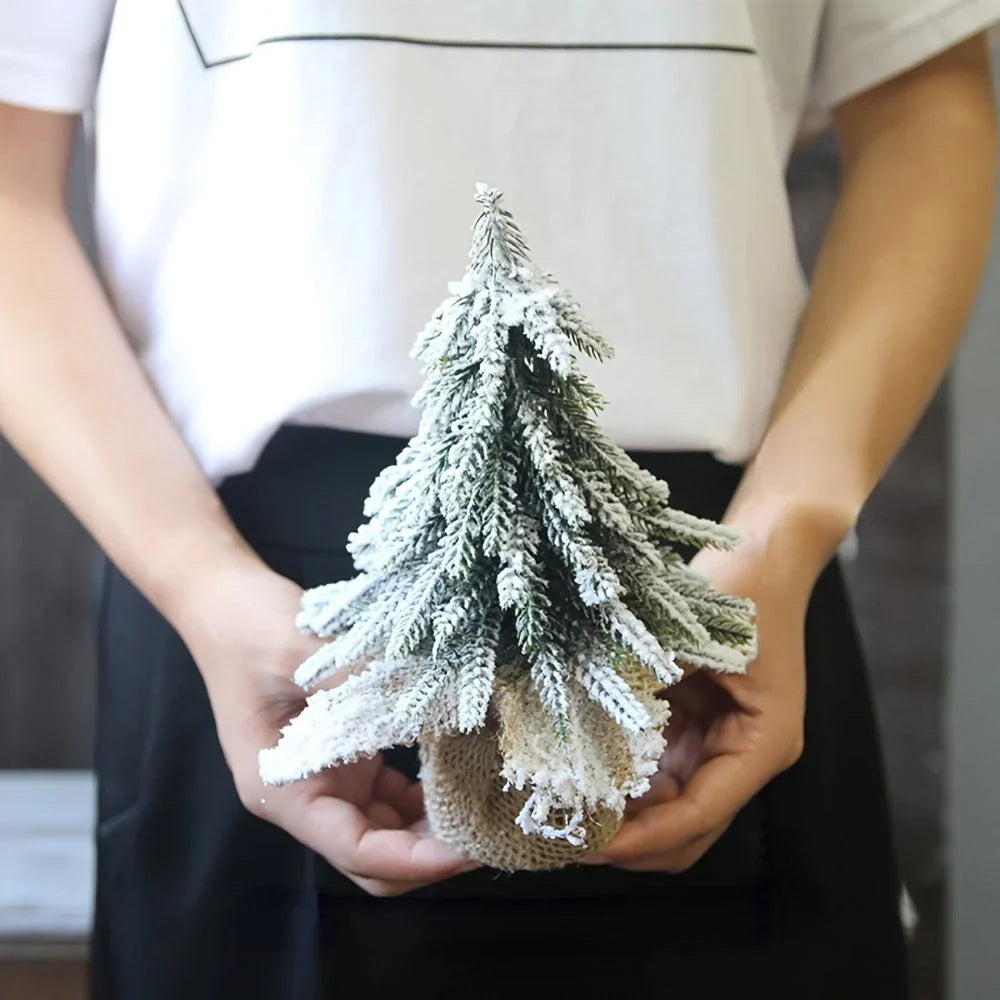 Mini Snowy Christmas Tree - Compact 18cm Tabletop Winter Decor 2