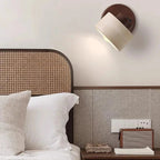 Minimalist Wall Sconce Light - Natural Travertine & Wood Design 6
