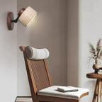 Minimalist Wall Sconce Light - Natural Travertine & Wood Design 8