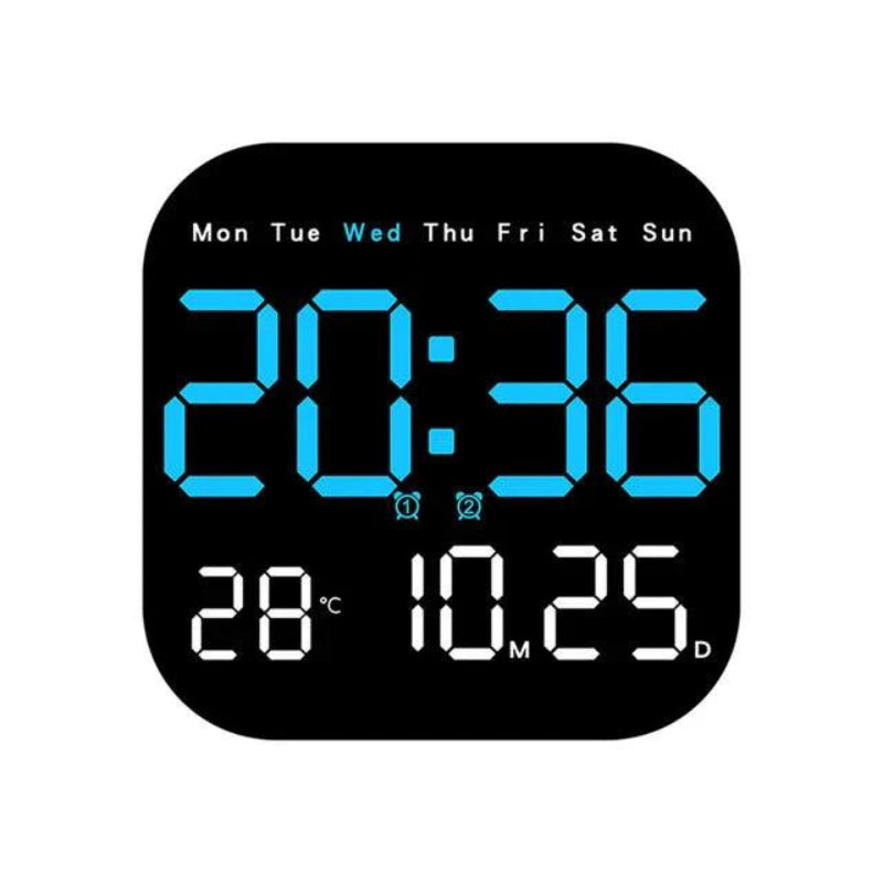 Modern LED Wall Clock with Remote & Temperature Display, 18.5cm Square 10
