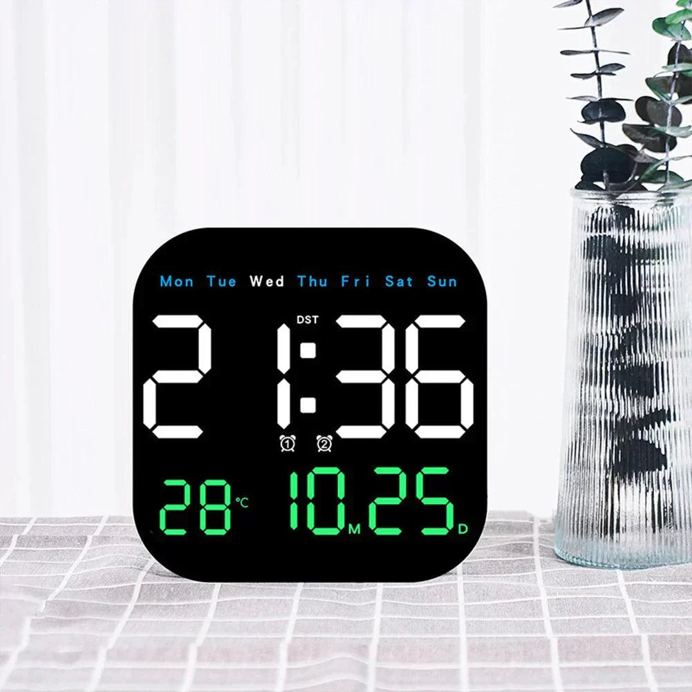 Modern LED Wall Clock with Remote & Temperature Display, 18.5cm Square 4
