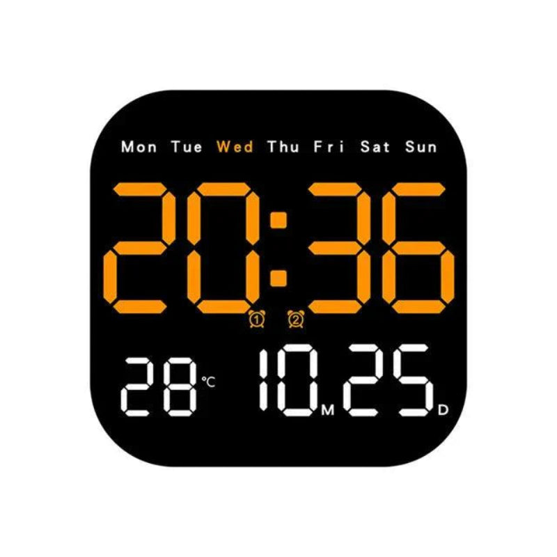 Modern LED Wall Clock with Remote & Temperature Display, 18.5cm Square 7