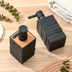 Modern Matte Black Soap Dispenser with Wood Accent – 320ml Kitchen Hand Soap or Dish Soap Dispenser 1