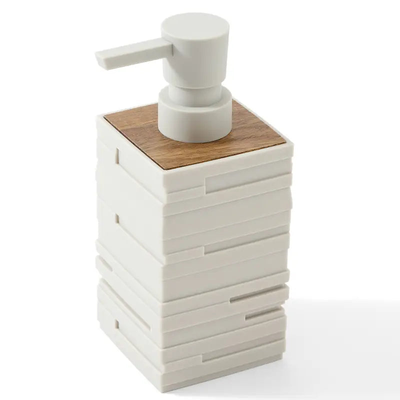 Modern Matte Black Soap Dispenser with Wood Accent – 320ml Kitchen Hand Soap or Dish Soap Dispenser 5