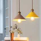 Modern Metal Pendant Light with Colorful Macaron Bell Shade – Adjustable Height Hanging Light for Kitchen and Dining Spaces 3
