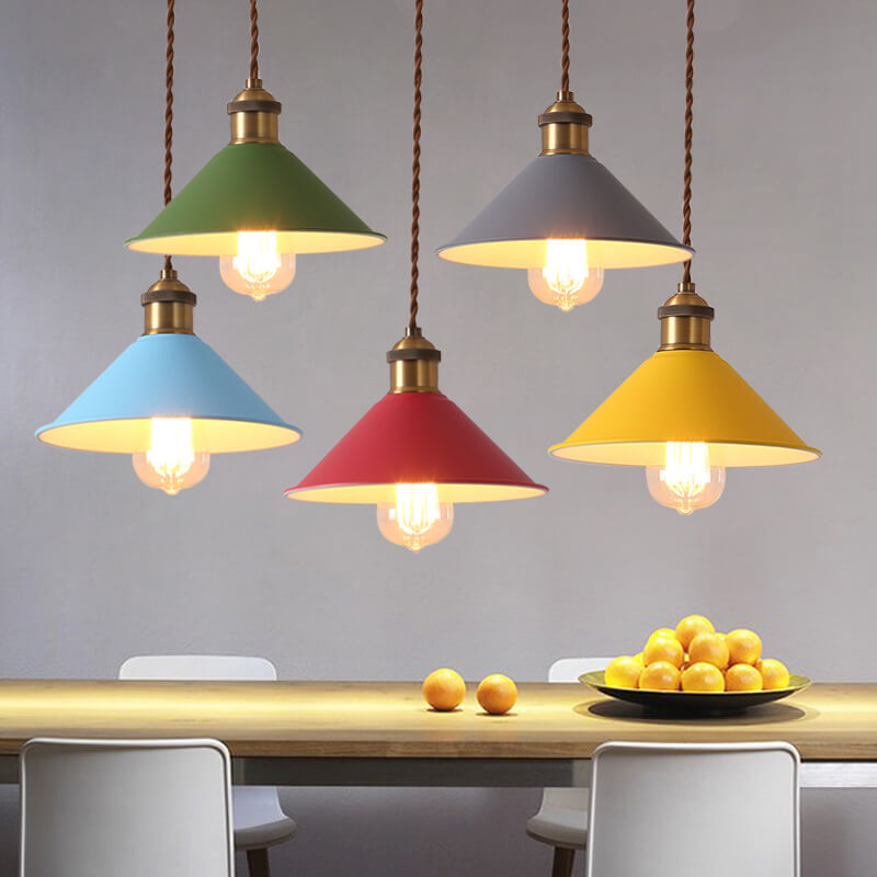 Modern Metal Pendant Light with Colorful Macaron Bell Shade – Adjustable Height Hanging Light for Kitchen and Dining Spaces 4