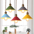Modern Metal Pendant Light with Colorful Macaron Bell Shade – Adjustable Height Hanging Light for Kitchen and Dining Spaces 5
