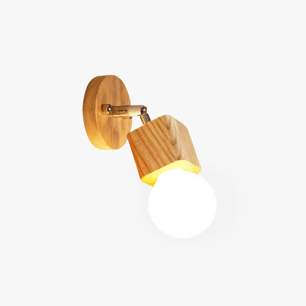 Modern Square Globe Wall Sconce - Durable Metal & Wood Design 1