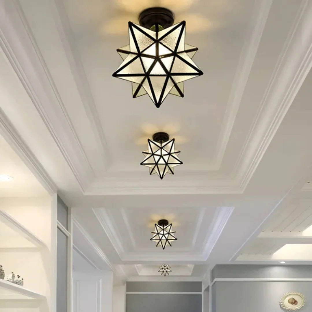 Flush Mount Star-Shaped Ceiling Light, Iron PVC Material, E27 Socket, 120V 230V Compatible 1