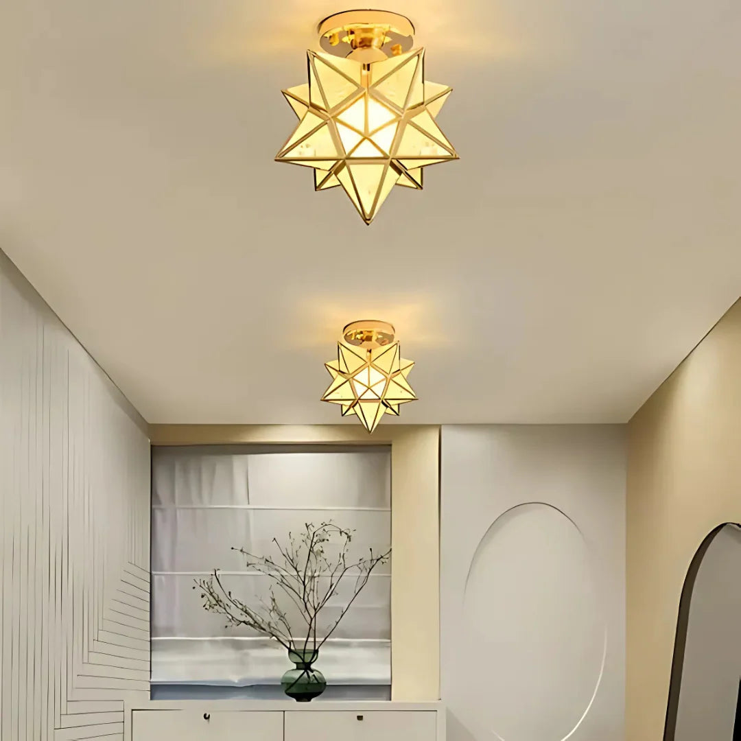 Flush Mount Star-Shaped Ceiling Light, Iron PVC Material, E27 Socket, 120V 230V Compatible 2