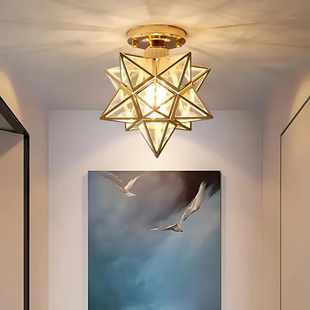 Flush Mount Star-Shaped Ceiling Light, Iron PVC Material, E27 Socket, 120V 230V Compatible 3
