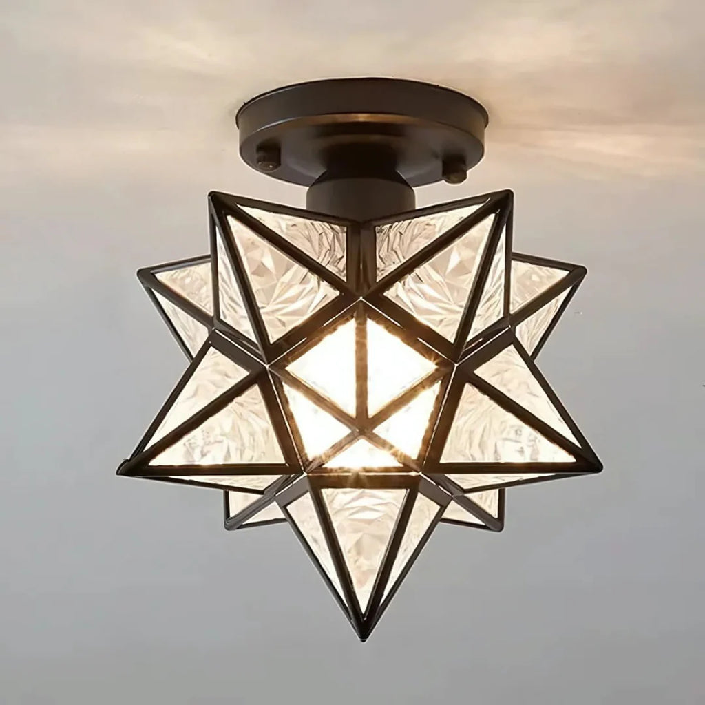 Flush Mount Star-Shaped Ceiling Light, Iron PVC Material, E27 Socket, 120V 230V Compatible 4