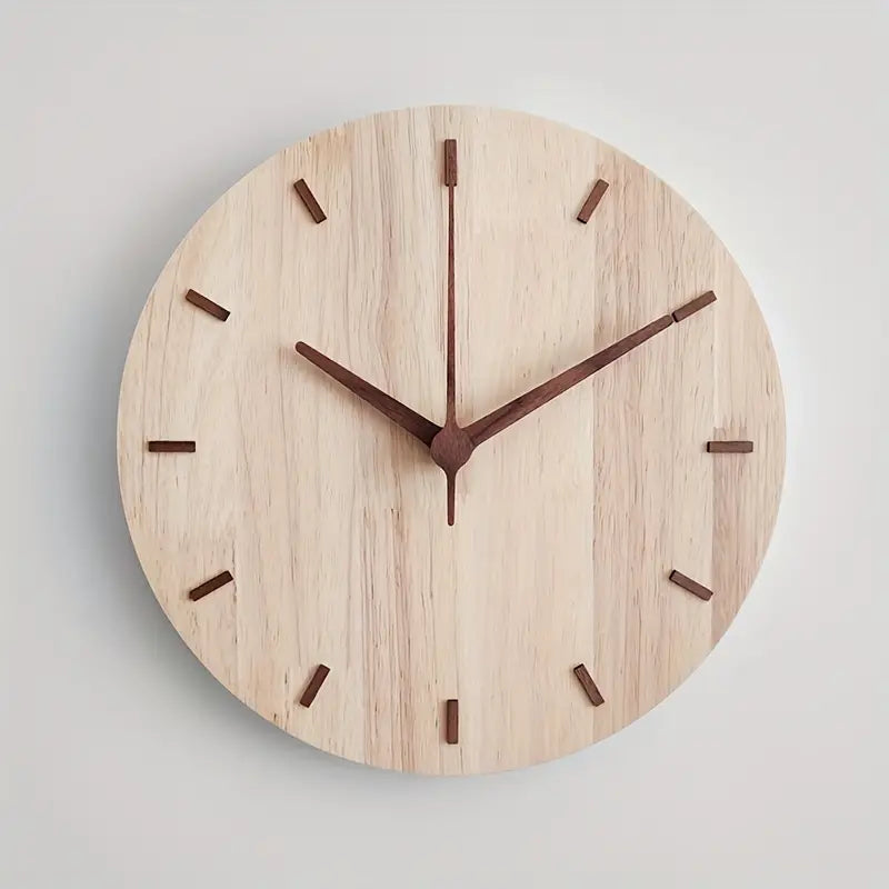 Modern Wall Clock - 30cm Walnut Wood Decor with Minimalist Design 2
