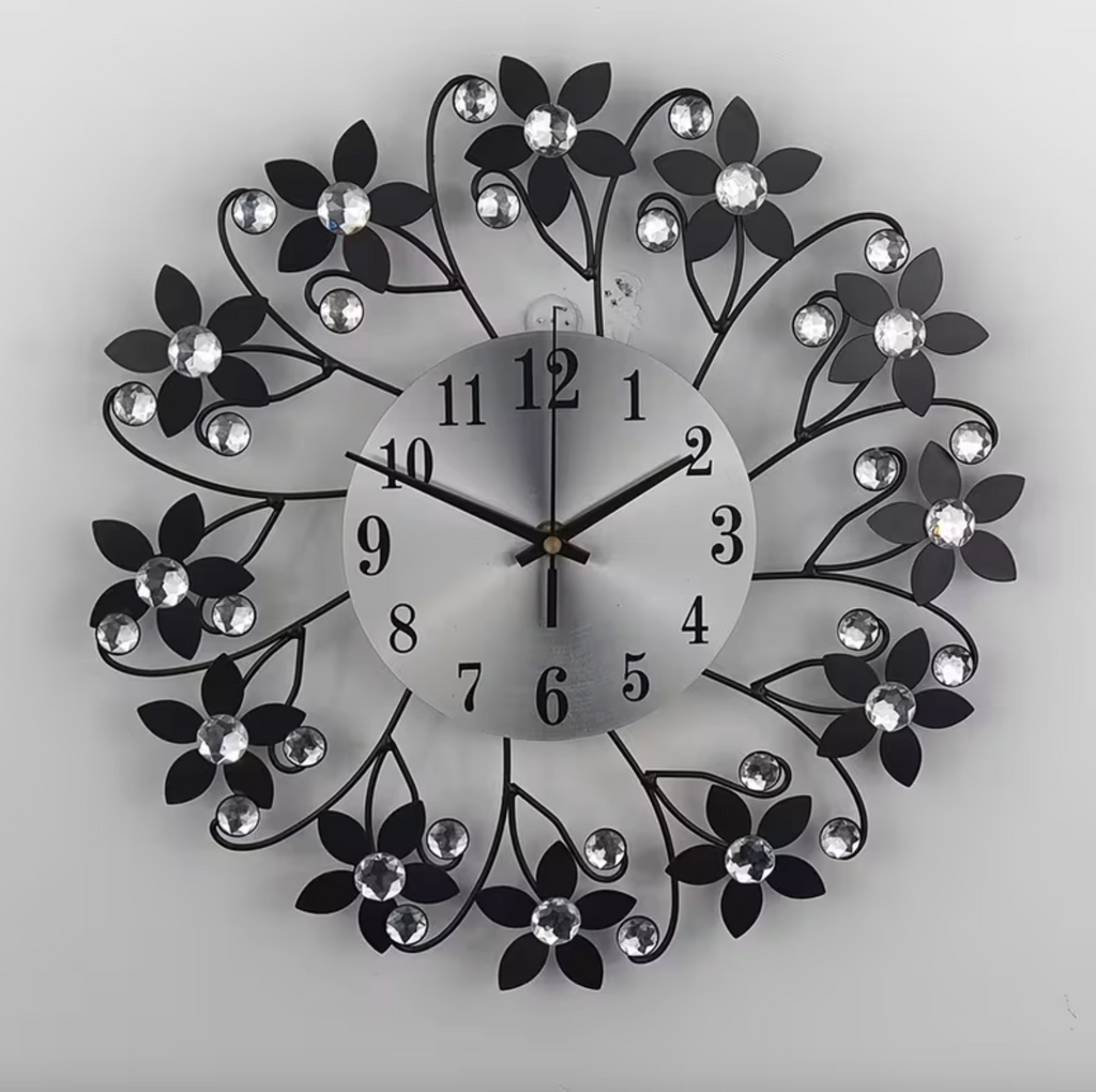 Modern Wall Clock - Elegant Floral Design with Silent Movement Decor 0