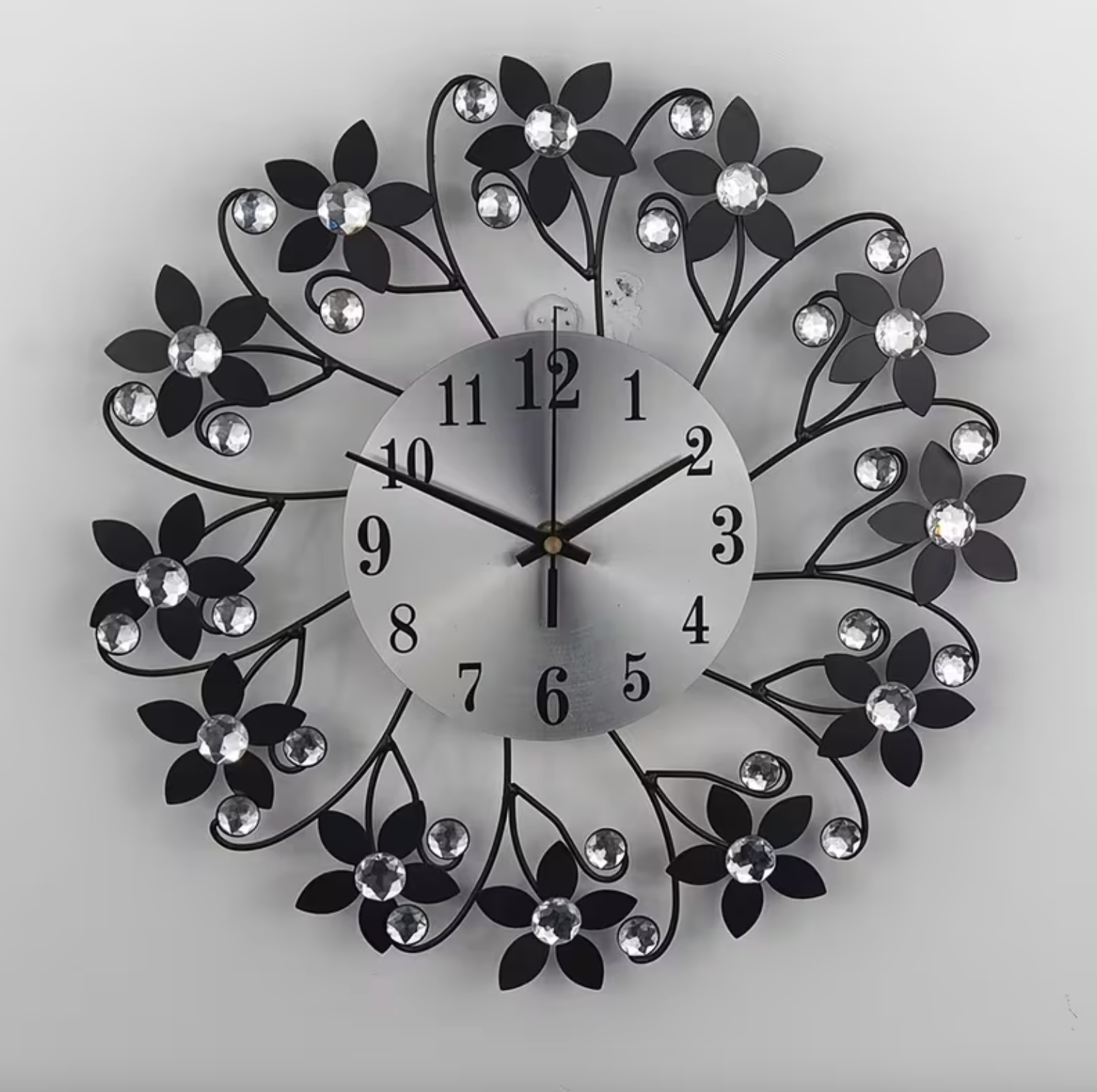 Modern Wall Clock - Elegant Floral Design with Silent Movement Decor 0