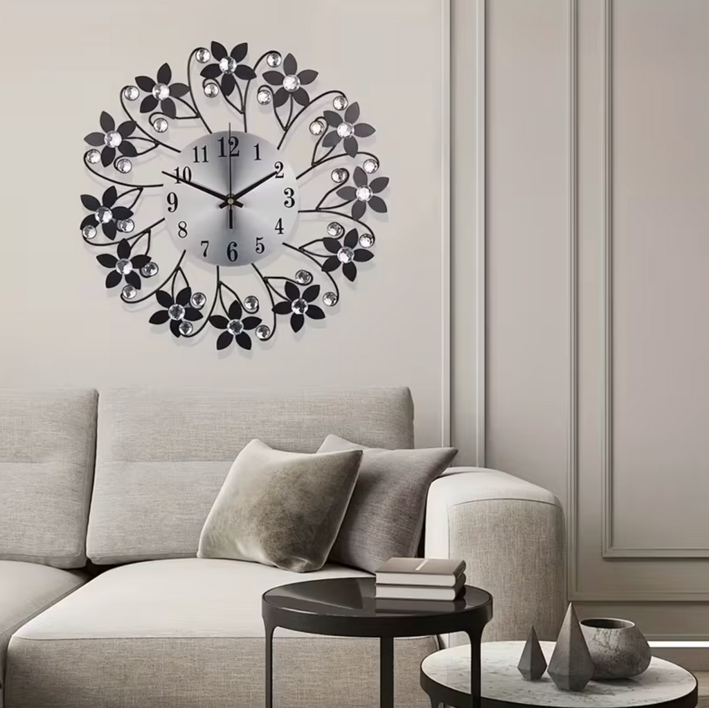 Modern Wall Clock - Elegant Floral Design with Silent Movement Decor 4