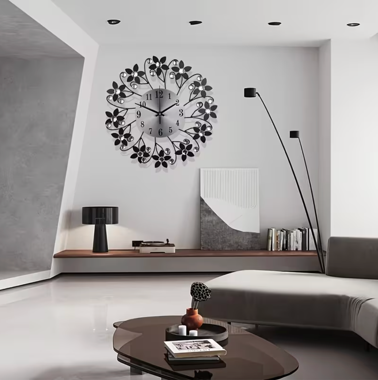 Modern Wall Clock - Elegant Floral Design with Silent Movement Decor 6