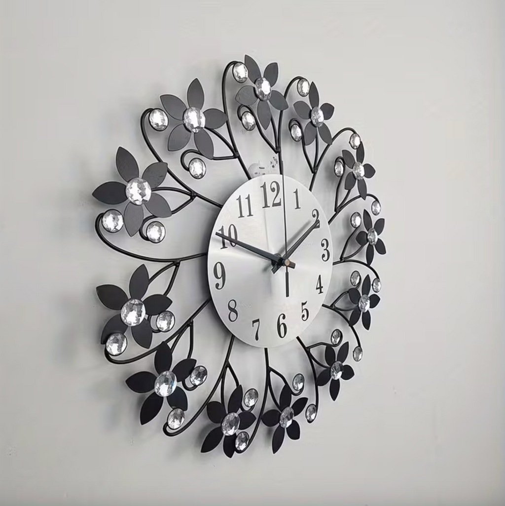 Modern Wall Clock - Elegant Floral Design with Silent Movement Decor 7