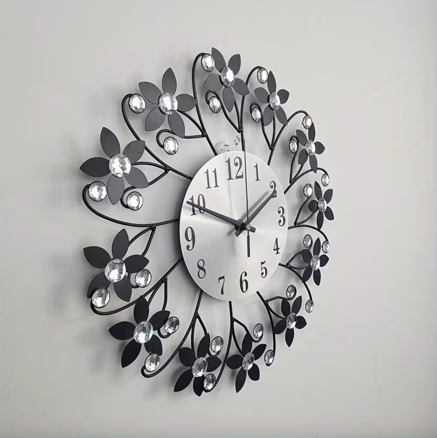 Modern Wall Clock - Elegant Floral Design with Silent Movement Decor 7