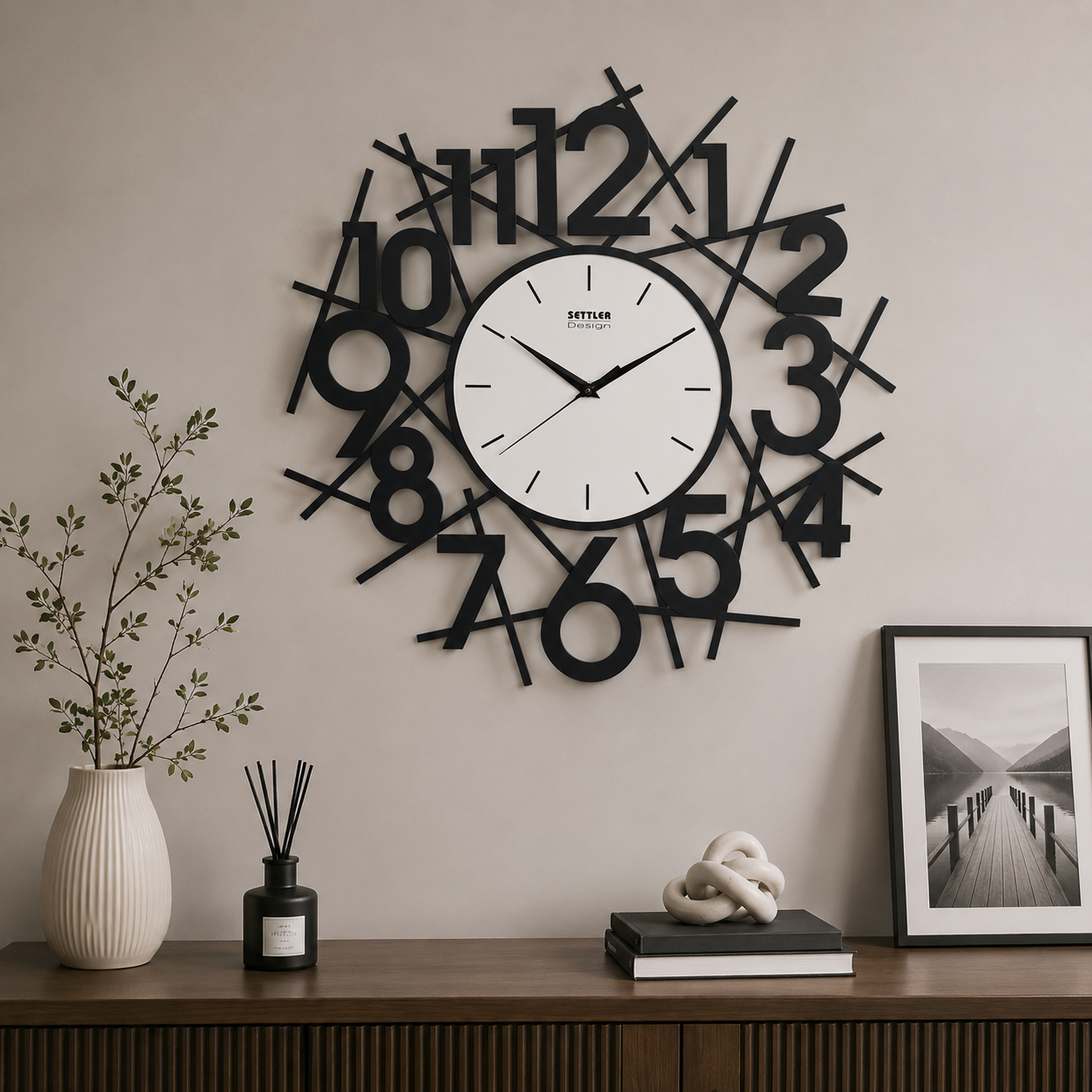 Modern Wall Clock - Large Silent Decor for Stylish Spaces, 40cm 1