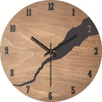 Modern Wall Clock - River-Cut Wood Decor for Timeless Elegance 0