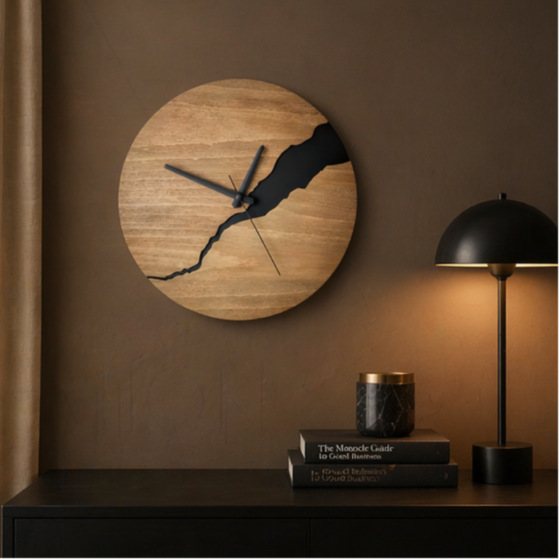 Modern Wall Clock - River-Cut Wood Decor for Timeless Elegance 1