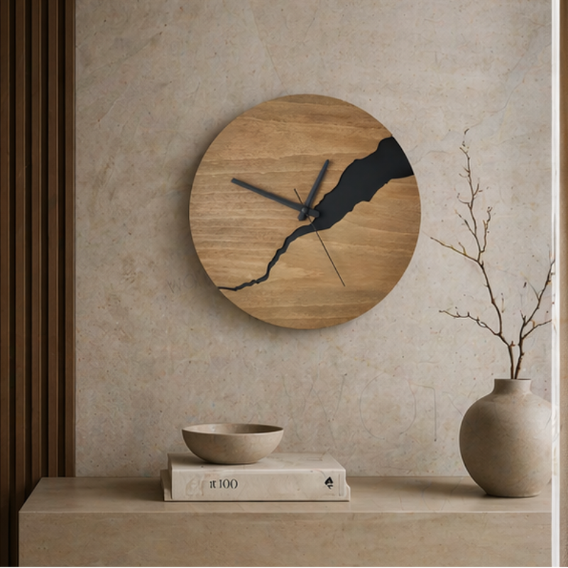 Modern Wall Clock - River-Cut Wood Decor for Timeless Elegance 6