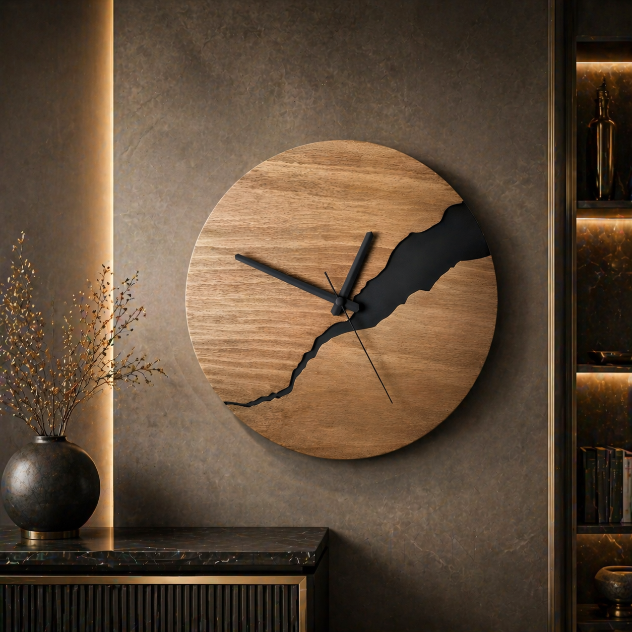 Modern Wall Clock - River-Cut Wood Decor for Timeless Elegance 7