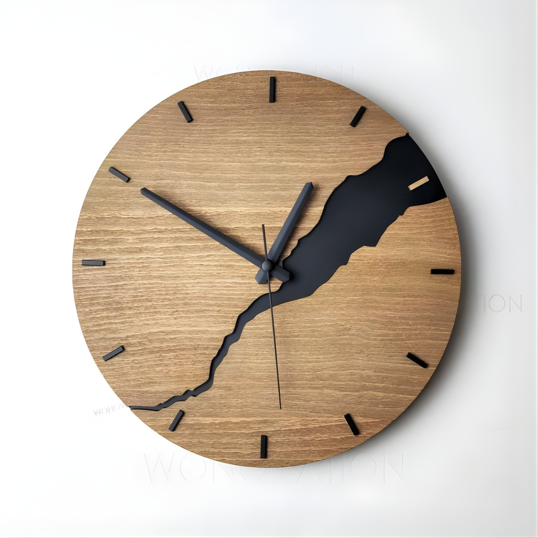Modern Wall Clock - River-Cut Wood Decor for Timeless Elegance 9
