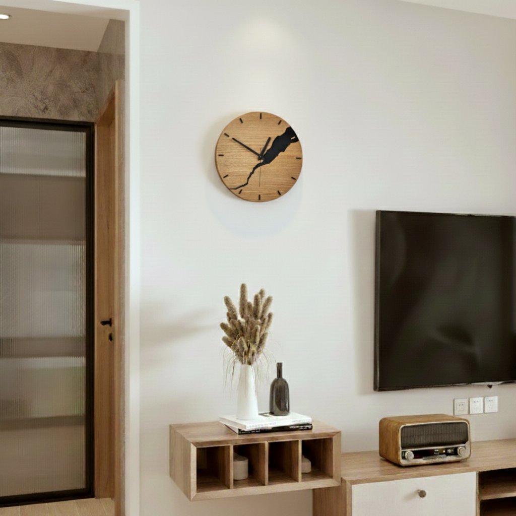Modern Walnut Wall Clock - Elegant Minimalist Decor for Any Space 2