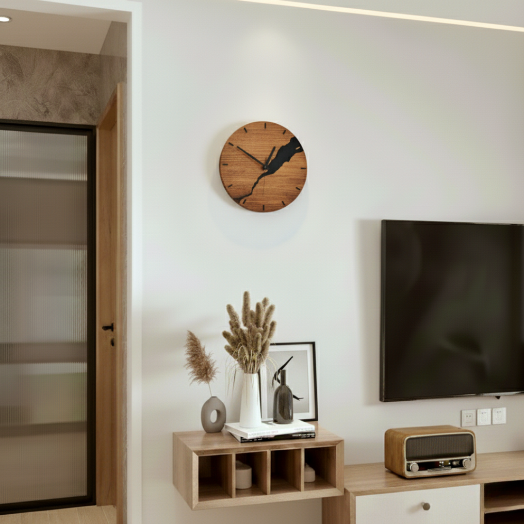 Modern Walnut Wall Clock - Elegant Minimalist Decor for Any Space 4