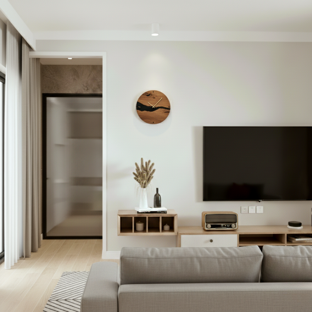 Modern Walnut Wall Clock - Elegant Minimalist Decor for Any Space 5