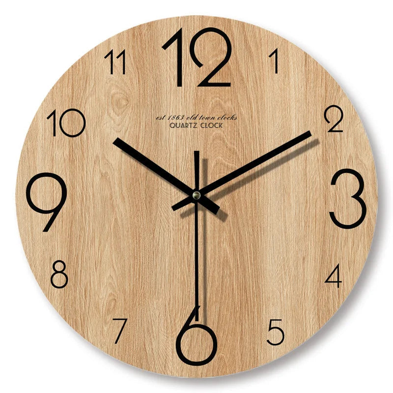 Modern Wooden Wall Clock - Elegant Silent Decor for Any Room 0