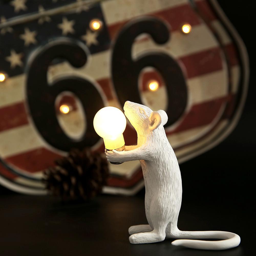 Mouse Shaped Table Lamp Ceramic Resin LED Decorative Light