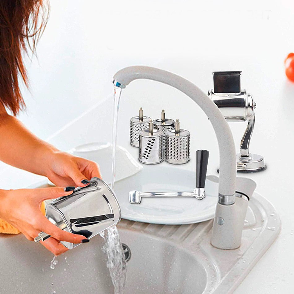 Multi-Functional Rotary Cheese Grater - Easy Food Prep, 5 Blades 1