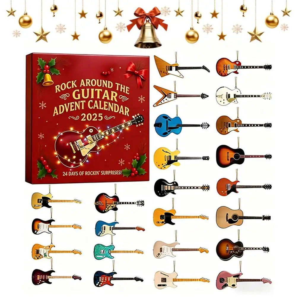 Musical Advent Calendar with 24 Guitar-Themed Mini Instruments and Accessories for Holiday Countdown 0