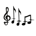 Black musical notes and clef symbol on a white background