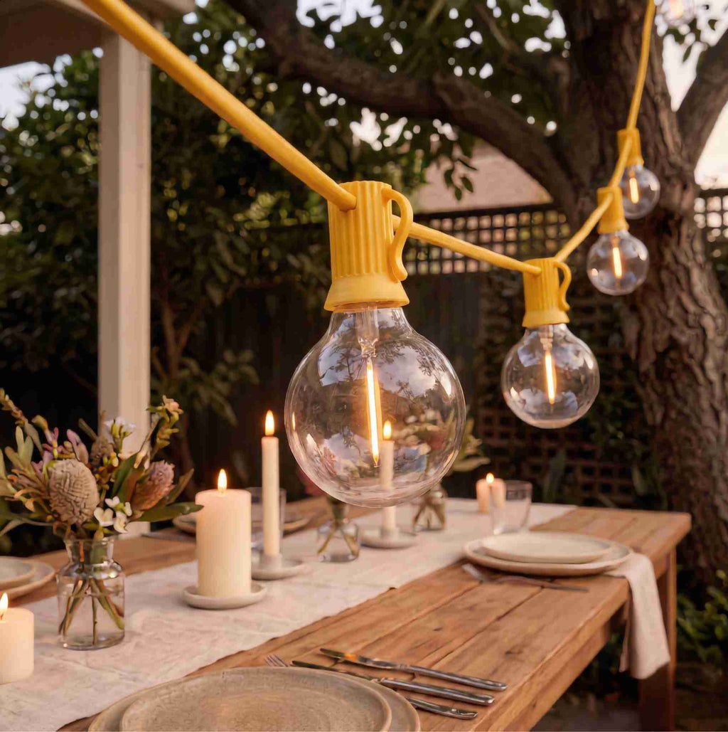 Mustard Festoon Lights - 15 Warm White LEDs for Indoor/Outdoor Ambiance 0