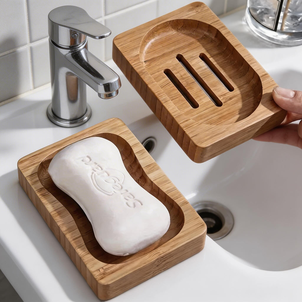 Natural Wooden Soap Dish - Eco-Friendly Bar Soap Holder for Drying Soap 0