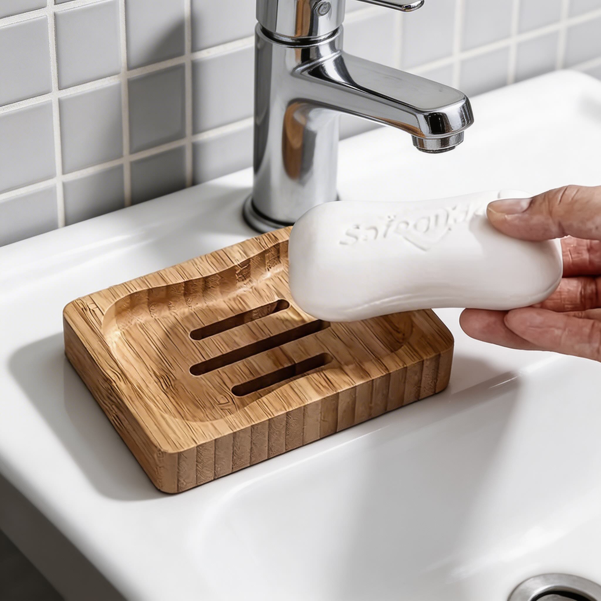 Natural Wooden Soap Dish - Eco-Friendly Bar Soap Holder for Drying Soap 1