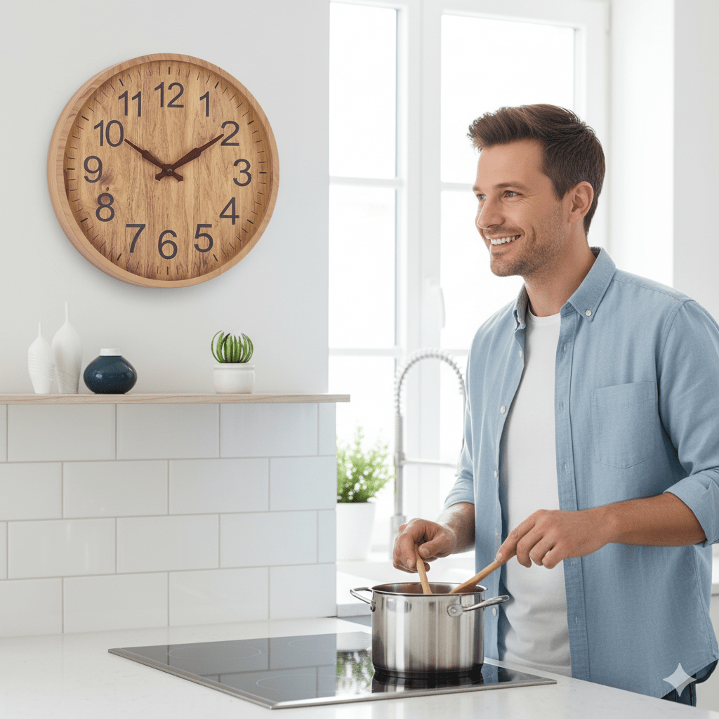 Natural Wooden Wall Clock – 30 cm Minimalist Design, Silent Function, Ideal for Home Décor 3