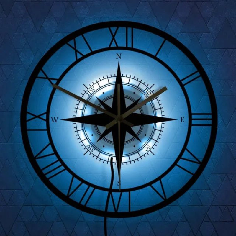 Nautical Compass Wall Clock - Stylish Decor & Silent Functionality 4