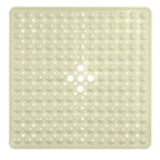 Beige square mat with a textured pattern on a white background