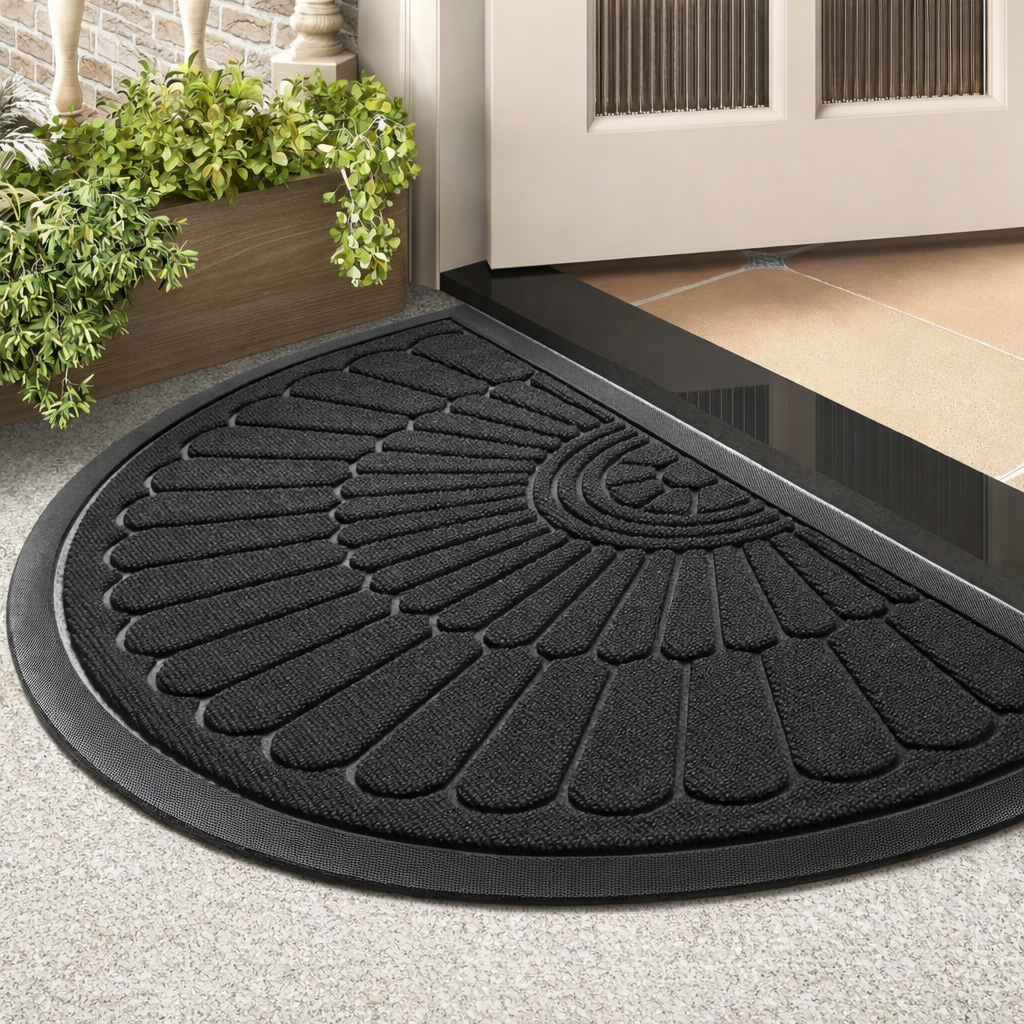 Non-Slip Semi-Circular Door Mat - Durable Outdoor Welcome Mat 00