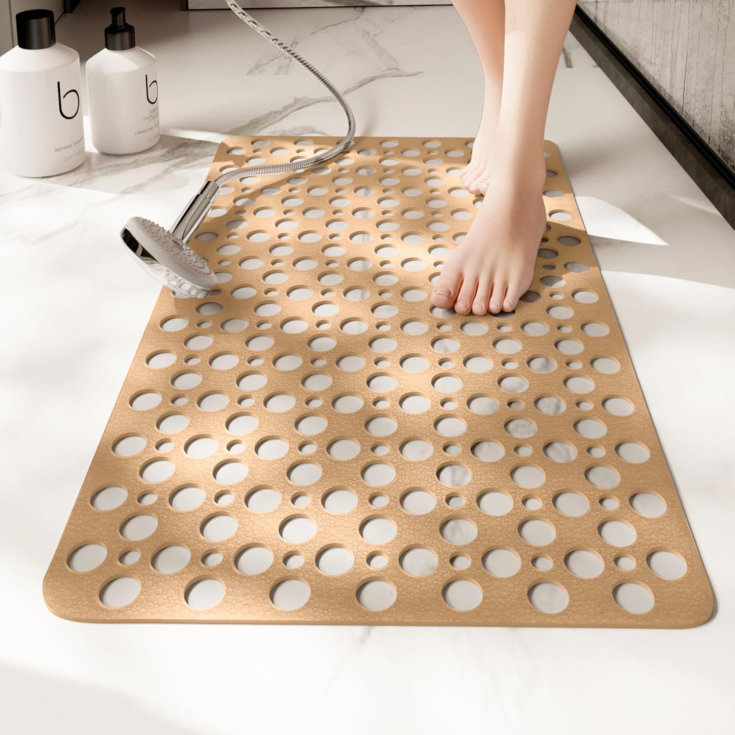 Non-Slip Shower Mat with 100 Suction Cups and 250 Drain Holes – Quick-Dry Bath Mat for Bathroom Safety 4