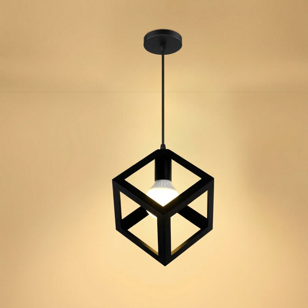 Nordic Black Pendant Light - Modern Cube Design for Kitchen Island 0